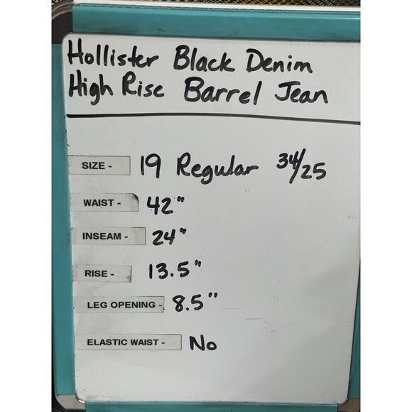 Hollister Women's High-Rise Barrel Leg Jeans Black Denim Size 19R  Y2K - Picture 7 of 7